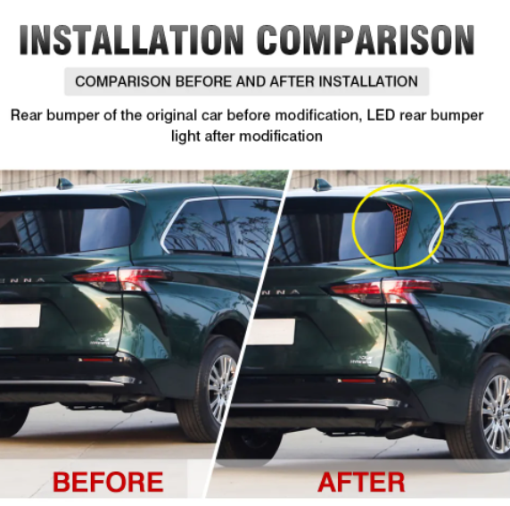 KEEN Car Rear Bumper Pillar Light for Toyota Granvia Sienna 2021 2022 2023 Tail Lamp with Flow Turn Signal Brake Stop Lights