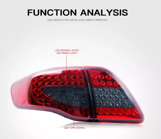 KEEN 12V Tail Light for Toyota Corolla 2007 2008 2009 2010 Tail Lamp Assembly Rear Foglight Brake Turn Signal Lights