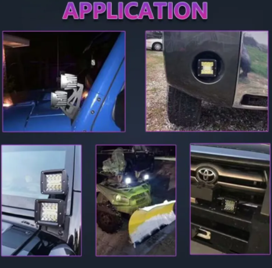 KEEN High Power 3inch 48W Square Work Light for Truck SUV 4x4 ATV Trailer Car Spot Flood Lights Offroad Driving Fog Lamp LED Bar  