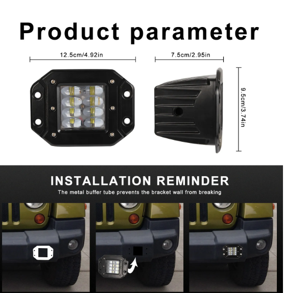  KEEN 5 Inch 80W Flush Mount LED Work Lamp for Car Boat SUV 4x4 Jeep Tractor Trucks Offroad Spot Headlight Light Bar