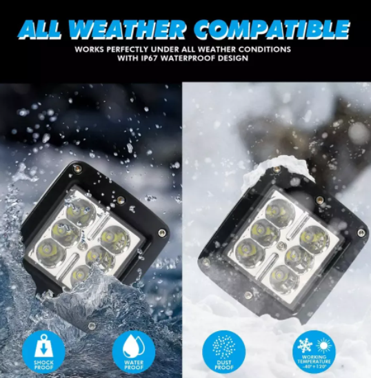 KEEN 3 Inch 18W Led Work Light Off road SUV ATV Tractor Boat Excavator Truck Headlamp Square Pod Lights Spotlight