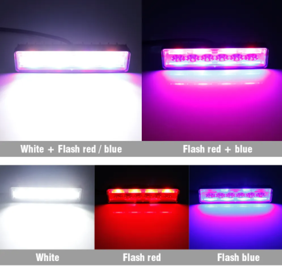 KEEN 18W Led Work Light Bar Red Blue White Flash Offroad Headlight Bars Spotlight ATV Truck Tractor Warning DRL Fog Lamp