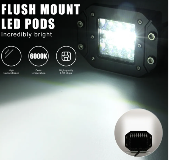 KEEN 5 inch LED Light 39W Flush Mount Led Work Light for 4x4 Off road ATV Jeep Tractor Offroad 12-36V Headlight Spot Flood Lamp