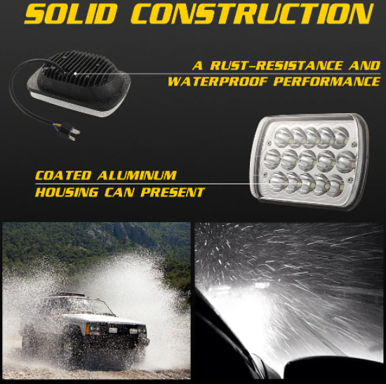 KEEN 7 Inch Square 45W LED Headlight for Jeep Wrangler Hi/low Beam Offroad Truck Car SUV ATV Work Lights 12-60V