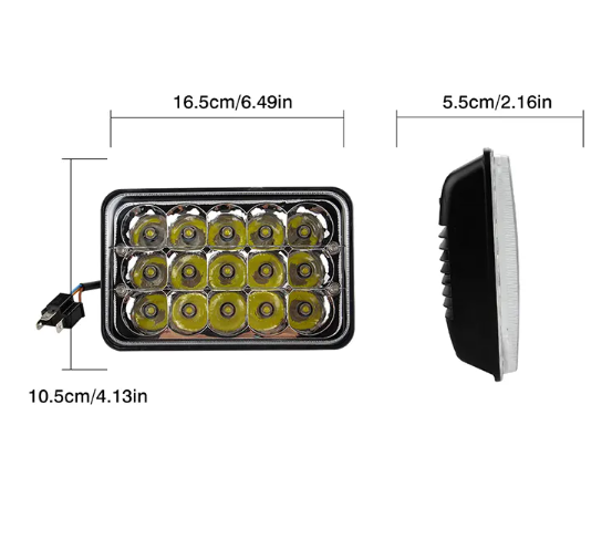 KEEN 12-60V 45W Truck Square LED Headlamp For Jeep Cherokee XJ Wrangler YJ Motorcycle Offroad Hi/Lo Beam Work Light Accessories