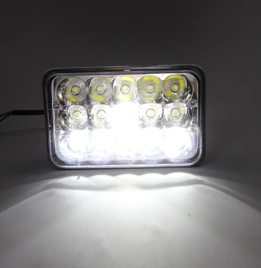 KEEN 12-60V 45W Truck Square LED Headlamp For Jeep Cherokee XJ Wrangler YJ Motorcycle Offroad Hi/Lo Beam Work Light Accessories