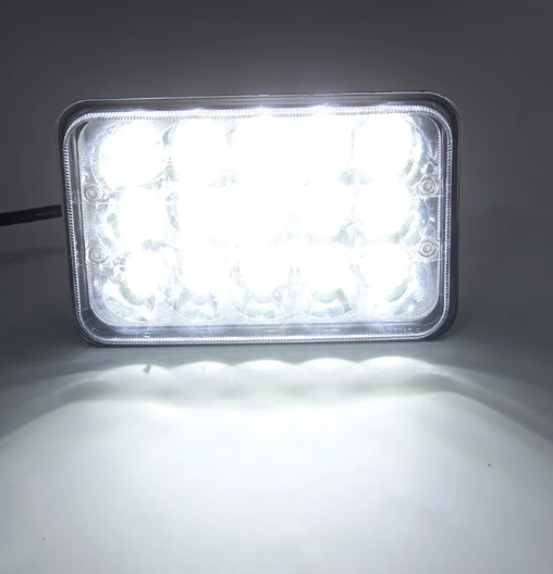 KEEN 12-60V 45W Truck Square LED Headlamp For Jeep Cherokee XJ Wrangler YJ Motorcycle Offroad Hi/Lo Beam Work Light Accessories