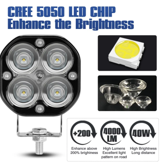 KEEN 4 leds Mini 3inch 40W LED Work Light for Motorcycle Truck SUV ATV 4X4 Offroad Spot Lamp Driving Fog Lamp Headlight