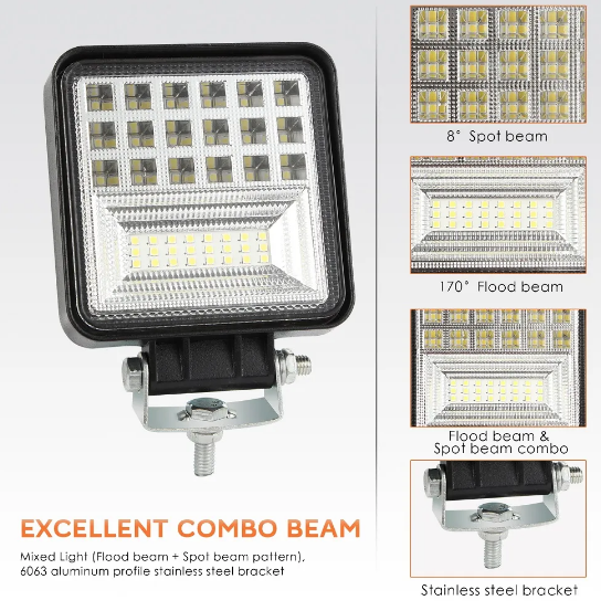 KEEN LED Light Bar 4 Inch 126W Driving Work Light Lamp for 4X4 Truck SUV ATV Boat Trialer 12-60V Offroad Headlight Combo Beam