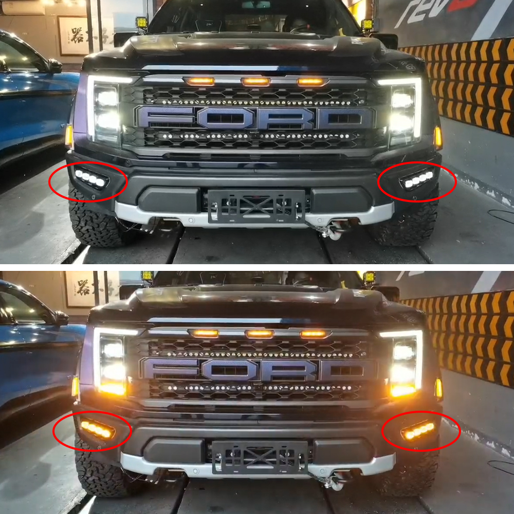 KEEN Daytime Running Light for Ford F150 Raptor 2022  Led DRL Start-scan Car Fog Lamp with Dynamic Turn Signal Auto Head Lights