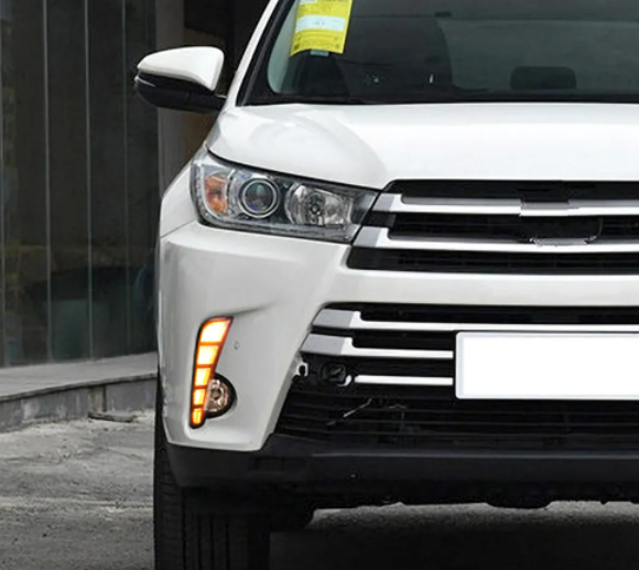 KEEN New Daytime Running Light for Toyota Highlander 2018 2019 LED DRL Flow Turn Signal Car Driving Fog Lamp