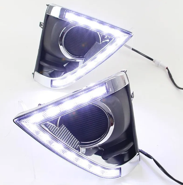 KEEN 12v LED Daytime Running Light for Toyota Yaris 2013 2014 2015 DRL with Amber Turn Signal Driving Fog Lamp Headlight