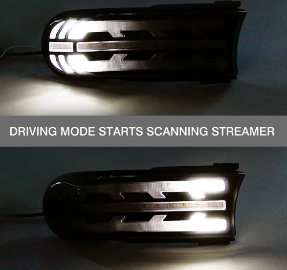 KEEN 12V LED DRL Daytime Running Light For Toyota FJ Land Cruiser 2007-2021 Flow Turn Lights Start-scan Fog lamp Headlight