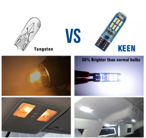 KEEN 12V Car LED T10 3014 15smd W5W Silicone Light Bulb Auto Interior Reading Lamp Clearance Lights White 6000K