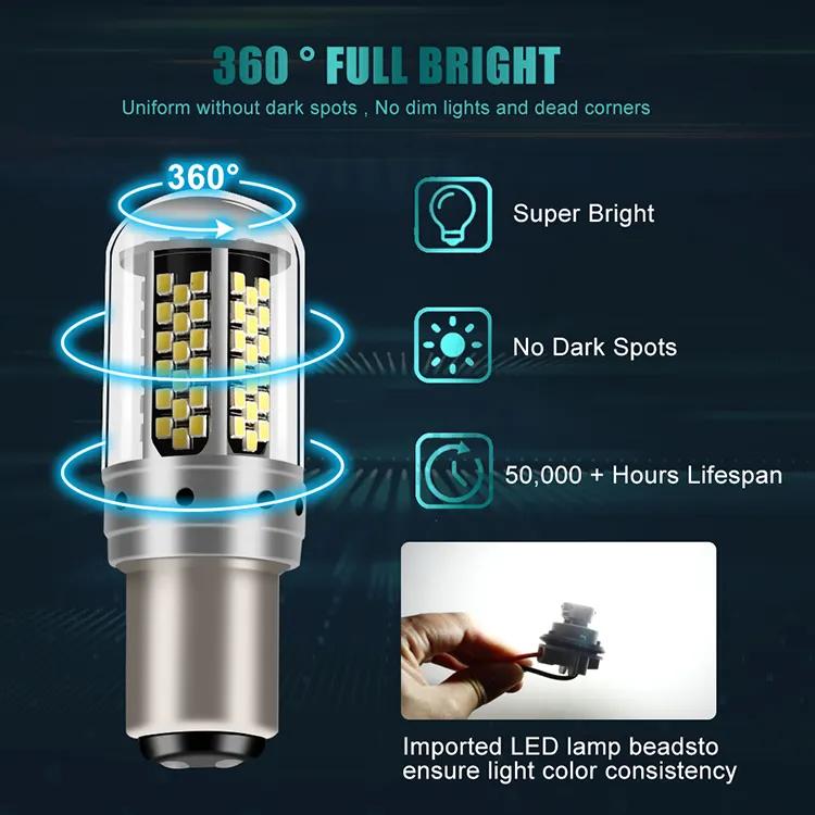   KEEN 12-80V Car Led Turn Signal Tail Bulb 2016 108SMD BAU15S BAY15D 7440 7443 Reverse Brake Light T20 1156 1157 LED Bulb