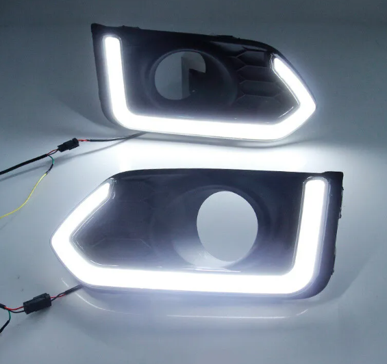 KEEN Car LED DRL for Honda City 2017-2018 Daytime Running Lights with Amber Turn Signal Driving Fog Lamp Cover Car Head Lights