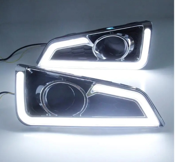  KEEN For 2015 2016 City 12V Car Led DRL Daytime Running Lights with 6000K white and amber turn signal fog lamp cover