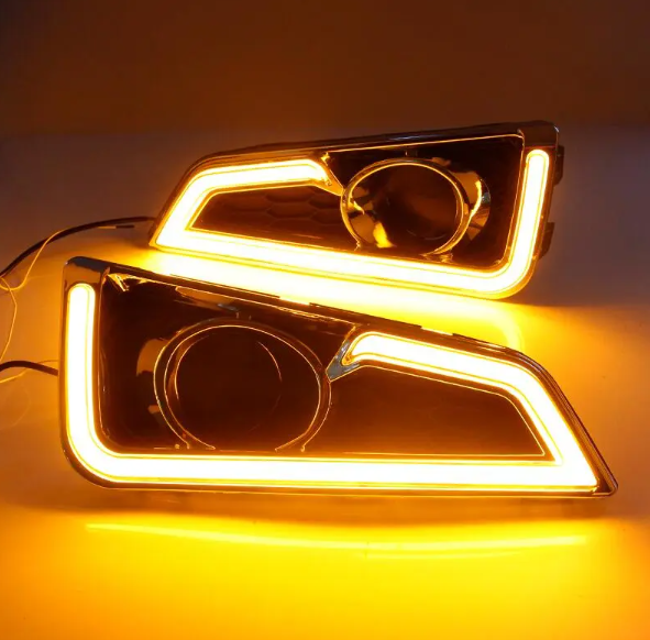  KEEN For 2015 2016 City 12V Car Led DRL Daytime Running Lights with 6000K white and amber turn signal fog lamp cover