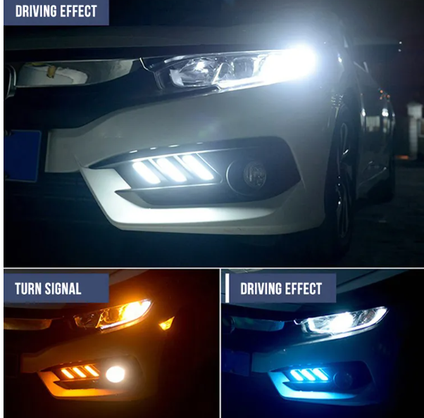 KEEN High Quality 12V LED DRL For Honda Civic 2016-2018 White Blue Amber Daytime Running Light Fog Lamp