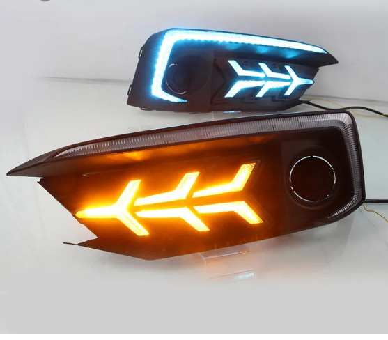  KEEN Car Led DRL for Honda Civic 2019 2020 Daytime Running Lamp with Amber Turn Signal Auto Driving Fog Lights