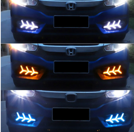 KEEN Hot Sale LED DRL for Honda Civic 2016-2018 Daytime Running Lights with Turning Driving Fog Lamp Headlight