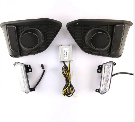KEEN 12V Auto DRL for Honda Fit Jazz 2014-2016 White and Amber Daytime Running Light Fog Lamp Cover led with Turning Signal