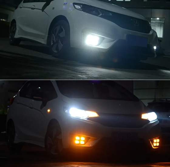 KEEN Auto led DRL for Honda Fit Jazz 2014-2017 White and Amber Daytime Running Lamp Driving Fog Light Head Light
