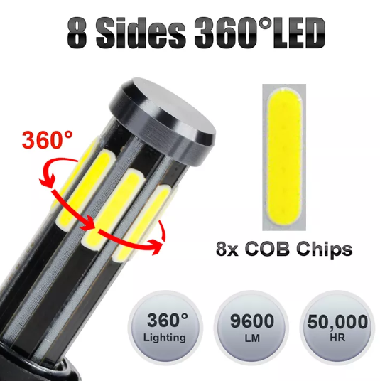 KEEN 360 Lighting LED Headlight 8 Sides COB H4 H7 H11 H1 H8 HB3 HB4 9005 9006 6000k White For Car head fog lamp replacement