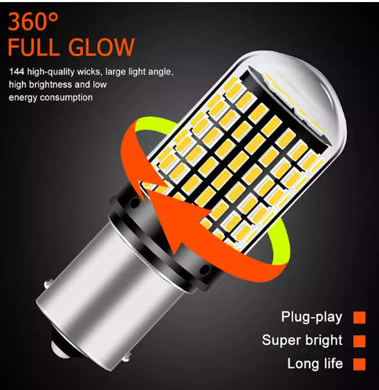 KEEN Car LED BAU15S 7440 BA15S Turn Signal Light Lamp Canbus 1156 3014 144SMD T25 Error Free No Hyperflash Auto Directional Bulb