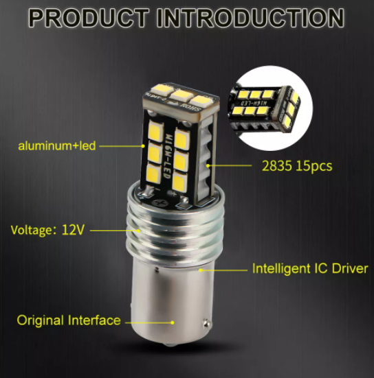 KEEN Wholesale 12V Car light 1156 1157 LED Bulb BA15S BA15D P21W 2835 15SMD Auto Tail Light Bulb Brake Turn Signal led Lamp