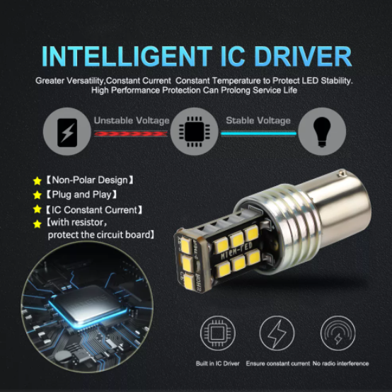 KEEN Wholesale 12V Car light 1156 1157 LED Bulb BA15S BA15D P21W 2835 15SMD Auto Tail Light Bulb Brake Turn Signal led Lamp