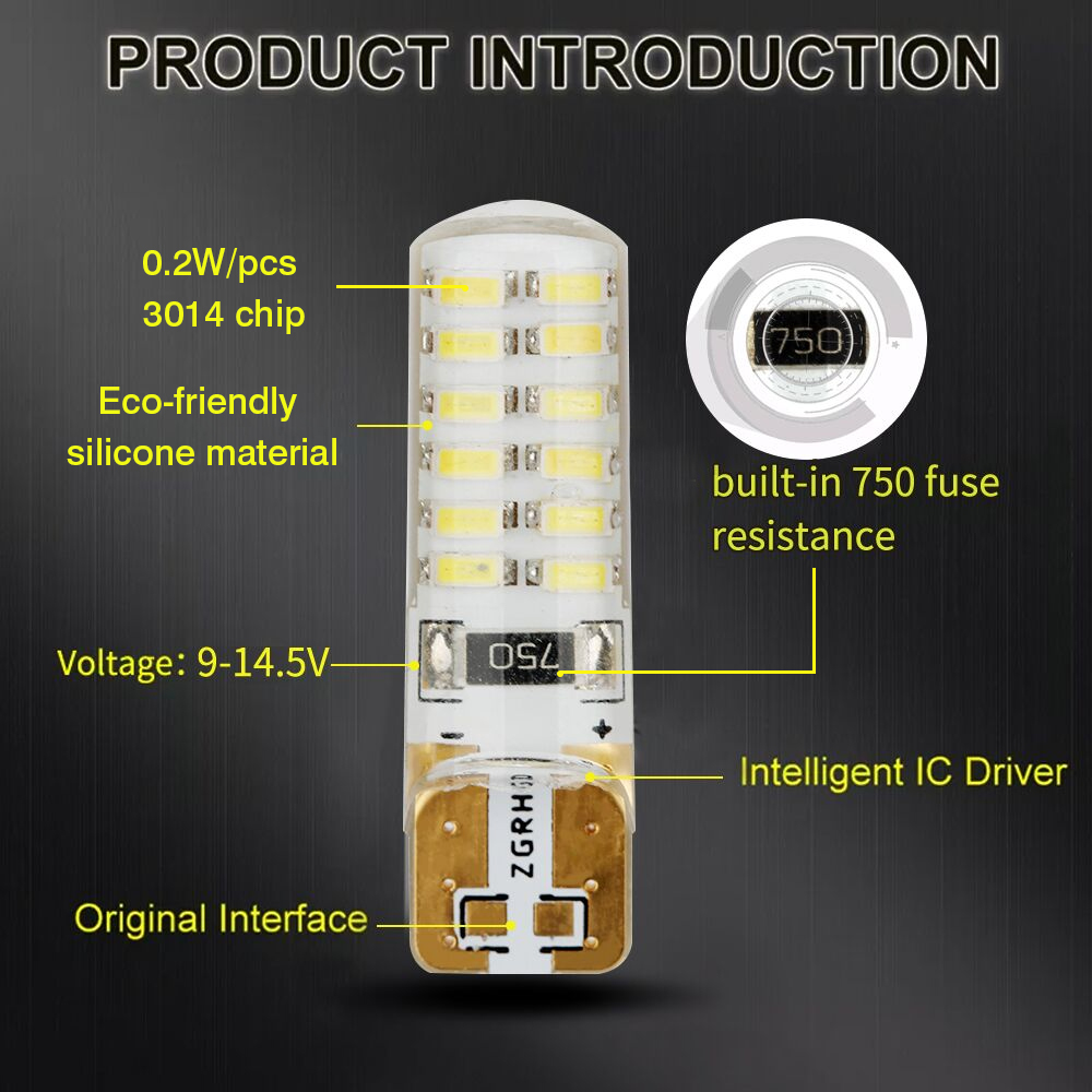 KEEN dc 9-14.5V car light bulb T10 auto interior led w5w 3014 LED 24SMD silicone clearance lights reading lamp 6000k LED lamp