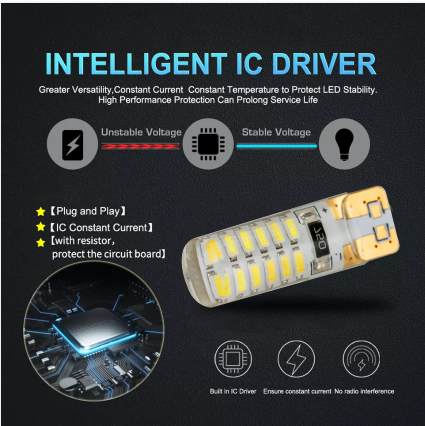 KEEN dc 9-14.5V car light bulb T10 auto interior led w5w 3014 LED 24SMD silicone clearance lights reading lamp 6000k LED lamp