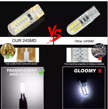 KEEN dc 9-14.5V car light bulb T10 auto interior led w5w 3014 LED 24SMD silicone clearance lights reading lamp 6000k LED lamp