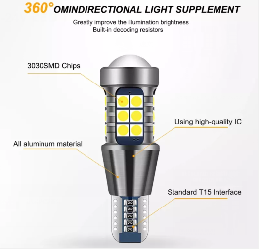 KEEN 12-24V LED T15 Light Bulb T20 T25 1156 1157 3030 27SMD 7440 7443 Canbus Auto Reverse Lights Turning Brake Tail Lamp