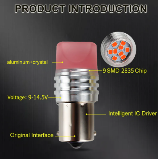 KEEN DC 9-14.5V Crystal Car Led Bulb T20 2835 9smd 7440 7443 W21/5W T25 S25 1156 1157 Tail Reverse Lamp Brake Turn Signal Light