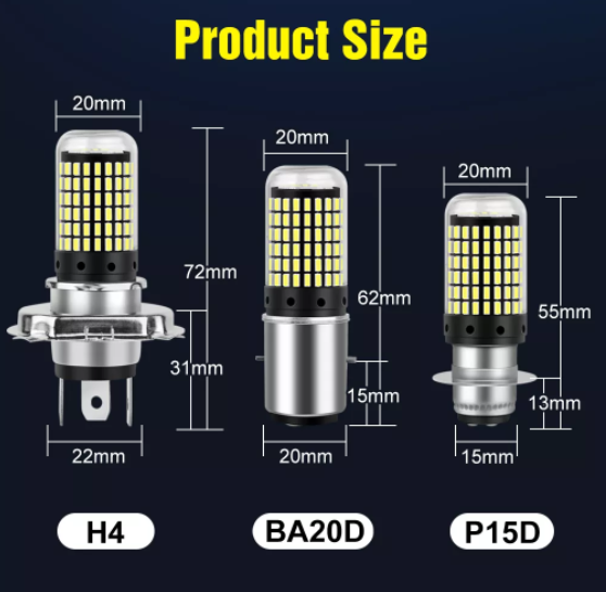   KEEN 12V Motorcycle Headlight Fog Light Bulb H4 BA20D P15D LED 144SMD 3014 Led Motor Motorbike Brake Lights