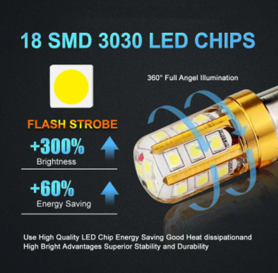 KEEN 12V-24V Canbus Silicone 1156 1157 Led Bulb Fijo and Flash BA15D BA15S 3030 18SMD 7440 7443 Car Turn Signal Brake Light