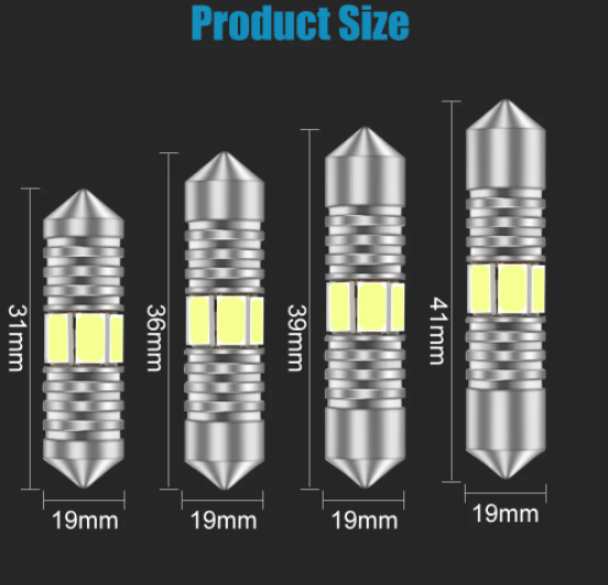   KEEN 12V Festoon 5730 7SMD Aluminum Dome Lights Car Interior Reading Lamp License Plate Light C5W LED 31/36/39/41MM