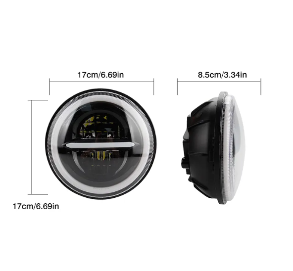 KEEN 7'' Round Angel Eye Led Headlamp for Motorcycle Harley Offroad 4X4 Jeep 7 inch Hi/lo Beam Headlight DRL with Turn Signal