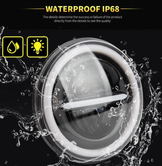 KEEN 7'' Round Angel Eye Led Headlamp for Motorcycle Harley Offroad 4X4 Jeep 7 inch Hi/lo Beam Headlight DRL with Turn Signal