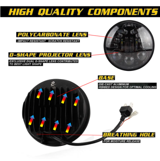   KEEN 5.5 inch 12-80V led Work Light for Truck SUV 4x4 Car Motorcycle 60W Round Hi/Lo Beam Headlight Driving DRL