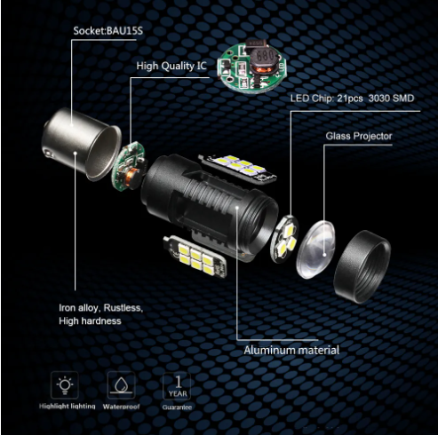 KEEN 12-24v Canbus Car Led Bulbs 1156 BA15S P21W 1157 BAY15D 3030 21SMD T20 T25 Tail Light Auto Reverse Brake Light Turning Lampts Bulbs