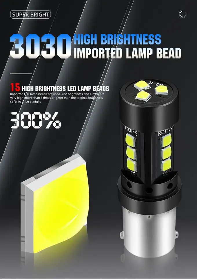 KEEN 8-80V 1156 Turn Signal Light Bulb 3030 15SMD BA15S P21W P21/5W 1157 BA15D BAY15D Auto Tail Lamp Brake Lights Bulbs