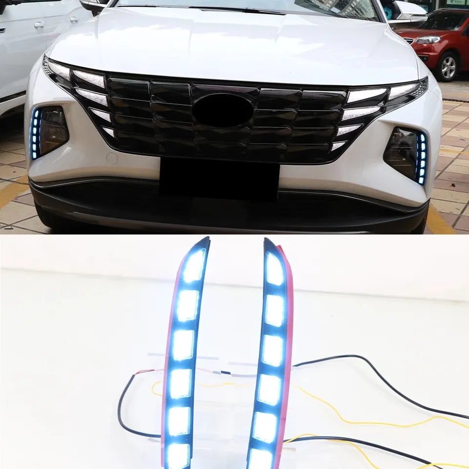 KEEN Newest Car Daytime Running Light for 2022 Hyundai Tucson LED DRL with Flow Turning Driving Fog Lamp Cover LED Headlight