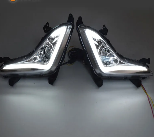  KEEN LED DRL Daytime Running Lights For Hyundai Elantra Avante 2016 2017 With Turn Yellow Signal Fog Lamp