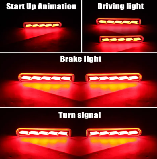 KEEN Auto Rear Bumper Lights for Toyota FJ Land Cruiser 2007-2022 Tail Light Dynamic Turn Signal Brake Reflector Lamp