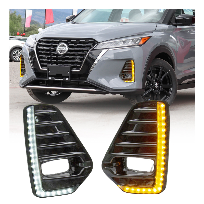 KEEN Car DRL for Nissan Kicks 2021 2022 LED Daytime Running Lights with Streamer Turn Signal Driving Fog Lamp