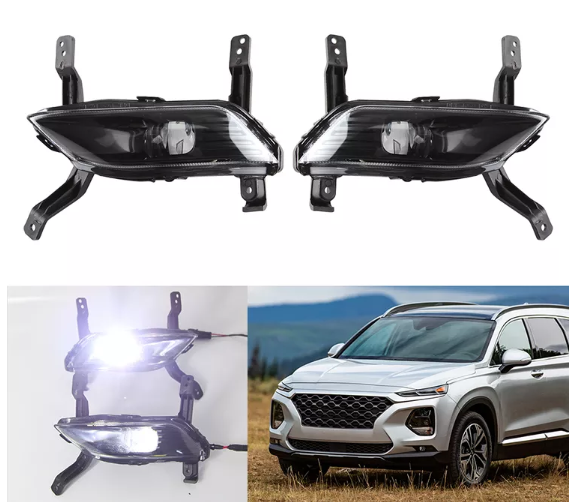KEEN Hot Sale Car LED DRL for 2019-2020 Hyundai Santa Fe White Daytime Running Light Foglight Cover LED Headlight IX45 Santafe