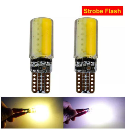 KEEN 12V Dual Colors T10 Silicone Led Bulb Strobe Canbus W5W COB 168 194 Light Side Clearance Width Lamp Auto Car Parking Lights